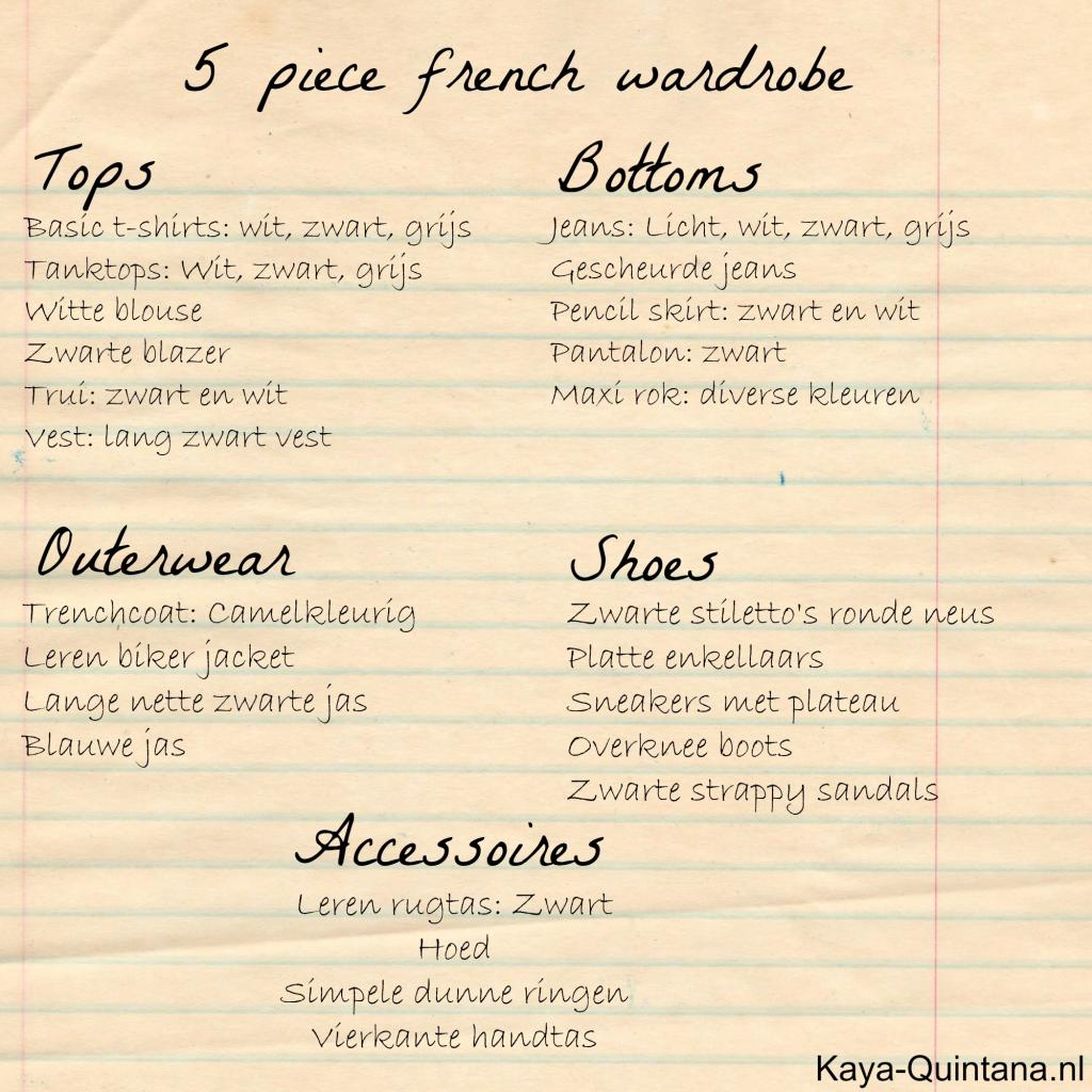 5 piece french warderobe